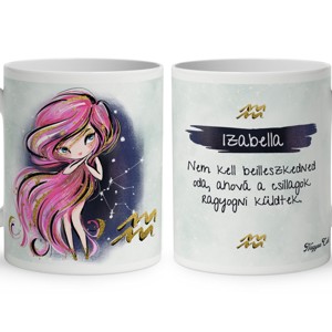 Személyre szabható - Rózsaszín hajú Csini Vízöntő lány mintás bögre, Otthon & Életmód, Konyhafelszerelés, tálalás, Tálalás, Bögre & Csésze, , MESKA