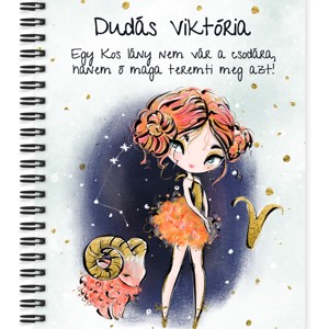 Személyre szabható - Vörös hajú Csini Kos lány mintás A5-ös füzet, Otthon & Életmód, Papír, írószer, Jegyzetfüzet & Napló, , MESKA