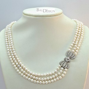 3 soros gyöngy nyaklánc, Ékszer, Nyaklánc, Gyöngyös nyaklánc, Ékszerkészítés, Gyöngyfűzés, gyöngyhímzés, MESKA