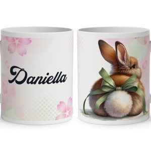 Névvel kérhető - Zöld masnis Nyuszi popsi mintás bögre, Otthon & Életmód, Konyhafelszerelés, tálalás, Tálalás, Bögre & Csésze, , MESKA