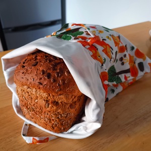 Frissentartó kenyeres zsák róka mintával, PUL béléssel ; Csomagolásmentes vásárláshoz - Meska.hu