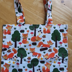 Rókás bélelt szatyor mindennapokra - Bevásálószatyor oeko-tex pamut anyagból - Tote bag - táska & tok - kézitáska & válltáska - vállon átvethető táska - Meska.hu