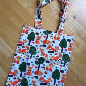 Rókás bélelt szatyor mindennapokra - Bevásálószatyor oeko-tex pamut anyagból - Tote bag - táska & tok - kézitáska & válltáska - vállon átvethető táska - Meska.hu