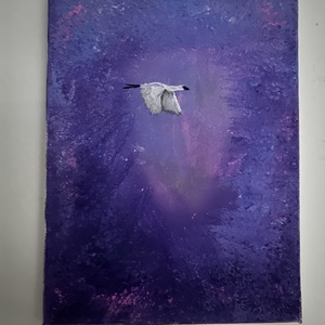 Absztrakt akril festmény repülő hattyúval - Meska.hu