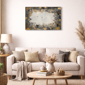 Aurum - Akril absztrakt festmény hattyúkkal, Művészet, Festmény, Akril, Festészet, MESKA