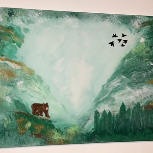 Unda Silvarum - Akril absztrakt festmény hattyúkkal - művészet - festmény - akril - Meska.hu