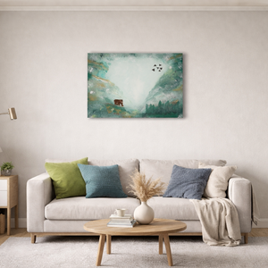 Unda Silvarum - Akril absztrakt festmény hattyúkkal, Művészet, Festmény, Akril, Festészet, MESKA