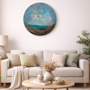 Absztrakt akril festmény repülő hattyúkkal, Művészet, Festmény, Akril, Festészet, MESKA