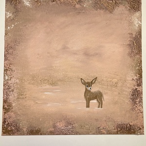 Akril festmény őzikével: A Little Fawn's Dream - művészet - festmény - akril - Meska.hu