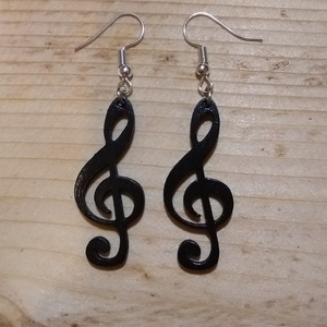 Szimfónia - violinkulcs alakú fa fülbevaló - ékszer - fülbevaló - lógó fülbevaló - Meska.hu