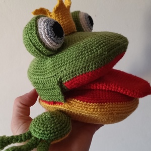 horgolt logopédiai béka, Játék & Sport, Plüssállat & Játékfigura, Béka, Horgolás, Akril fonalból a megrendelő kérésére készülő logopédiai béka figura., MESKA