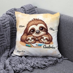 Névvel kérhető - Cuki lajhár Apa és két gyereke mintás párna - otthon & életmód - lakástextil - párna & párnahuzat - díszpárna (belsővel együtt) - Meska.hu