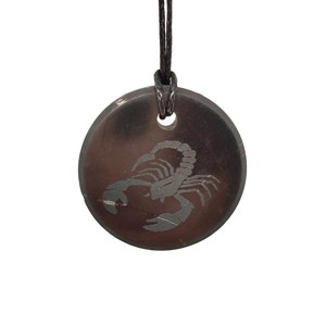 Shungit medál gravírozott skorpió 30mm, Ékszer, Nyaklánc, Medál, , MESKA