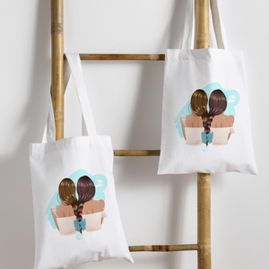 Saját neves páros vászontáska szett nőknek - táska & tok - bevásárlás & shopper táska - shopper, textiltáska, szatyor - Meska.hu