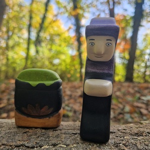 Boszorkány üsttel fafigura szett - otthon & életmód - dekoráció - halloween - halloweeni figurák - Meska.hu