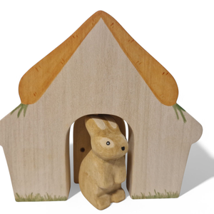 Nyuszi répaházzal figura szett - játék & sport - plüssállat & játékfigura - nyuszi - Meska.hu