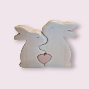 Ölelős nyuszipár szívvel - játék & sport - plüssállat & játékfigura - nyuszi - Meska.hu