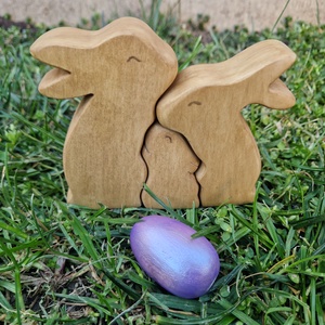 Ölelős nyuszicsalád háromtagú, Játék & Sport, Plüssállat & Játékfigura, Nyuszi, Famegmunkálás, Festett tárgyak, MESKA