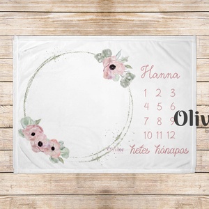 Virág koszorú puha hónap takaró, baba pléd, hónaptakaró - otthon & életmód - babaszoba, gyerekszoba - Meska.hu