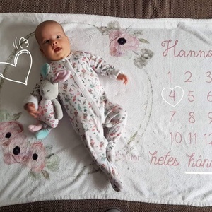 Virág koszorú puha hónap takaró, baba pléd, hónaptakaró - otthon & életmód - babaszoba, gyerekszoba - Meska.hu