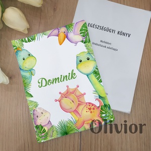 Dinós egészségügyi kiskönyv borító névvel nyomott mintával - Meska.hu