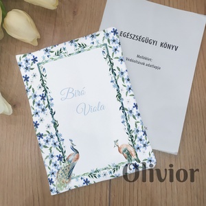 Pávás egészségügyi kiskönyv borító névvel nyomott mintával, Otthon & Életmód, Papír írószer, Egészségügyi kiskönyv borító, Varrás, MESKA
