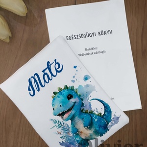 Dinós egészségügyi kiskönyv borító névvel nyomott mintával, Otthon & Életmód, Papír, írószer, Egészségügyi kiskönyv borító, Varrás, MESKA