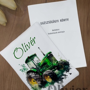 Traktoros egészségügyi kiskönyv borító névvel nyomott mintával, Otthon & Életmód, Papír írószer, Egészségügyi kiskönyv borító, Varrás, MESKA