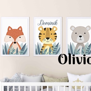 Erdei állatos fali kép A4 vagy A3 méretben, Otthon & Életmód, Dekoráció, Kép & Falikép, Poszter, Fotó, grafika, rajz, illusztráció, MESKA