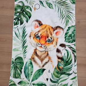 Tigris mintás puha takaró, baba pléd névvel, Otthon & Életmód, Babaszoba, gyerekszoba, Babatakaró, gyerek pléd, Varrás, Fotó, grafika, rajz, illusztráció, MESKA