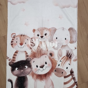 Afrikai állat mintás Neves, névre szóló puha takaró, baba pléd névvel - baba - mama - baba ágynemű - babatakaró, gyerek pléd - Meska.hu