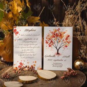 Őszi falevelek esküvői meghívó, Esküvő, Meghívó & Kártya, Meghívó, Papírművészet, Fotó, grafika, rajz, illusztráció, MESKA