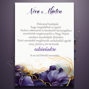 Lila-arany esküvői meghívó - esküvő - meghívó & kártya - meghívó - Meska.hu
