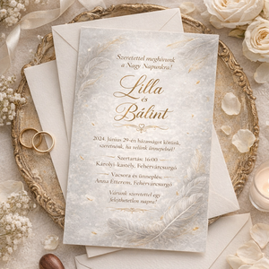 Elegáns esküvői meghívó, Esküvő, Meghívó & Kártya, Meghívó, Papírművészet, Fotó, grafika, rajz, illusztráció, MESKA