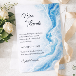 Kék laguna esküvői meghívó, Esküvő, Meghívó & Kártya, Meghívó, Papírművészet, Fotó, grafika, rajz, illusztráció, MESKA