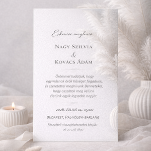 Elegáns pampafű esküvői meghívó, Esküvő, Meghívó & Kártya, Meghívó, Papírművészet, Fotó, grafika, rajz, illusztráció, MESKA