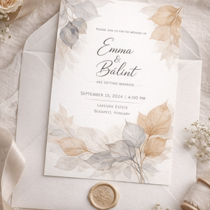 Őszi hangulat esküvői meghívó - Meska.hu