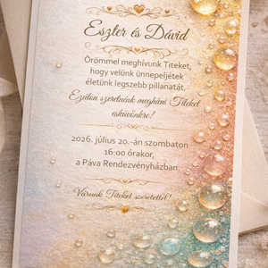 Színes harmat esküvői meghívó - Meska.hu