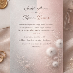 Pasztel pitypang esküvői meghívó - Meska.hu