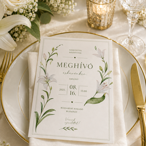 Fehér Liliom Kertje - esküvő - meghívó & kártya - meghívó - Meska.hu
