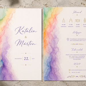 Aurora Pasztell � Akvarell Esküvői Meghívó - esküvő - meghívó & kártya - meghívó - Meska.hu