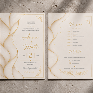 Golden Flow � Elegáns Arany Esküvői Meghívó - esküvő - meghívó & kártya - meghívó - Meska.hu