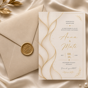 Golden Flow � Elegáns Arany Esküvői Meghívó - esküvő - meghívó & kártya - meghívó - Meska.hu
