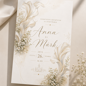 Ivory Elegance � Elegáns virágos esküvői meghívó - Meska.hu