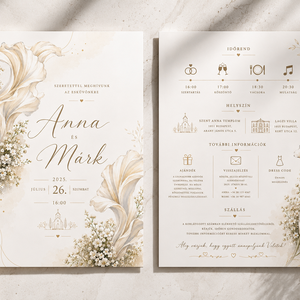 Ivory Elegance � Elegáns virágos esküvői meghívó - esküvő - meghívó & kártya - meghívó - Meska.hu