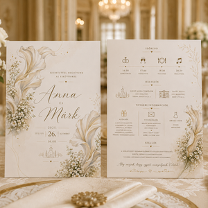 Ivory Elegance � Elegáns virágos esküvői meghívó - esküvő - meghívó & kártya - meghívó - Meska.hu