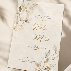 Golden Leaves � Elegáns bézs leveles esküvői meghívó - Meska.hu