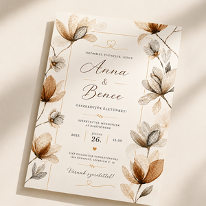 Autumn Blossom � Elegáns bronz virágos esküvői meghívó - Meska.hu