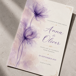 Lavender Grace � Elegáns levendulalila virágos esküvői meghívó - Meska.hu