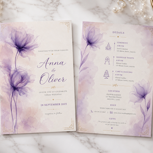 Lavender Grace � Elegáns levendulalila virágos esküvői meghívó - esküvő - meghívó & kártya - meghívó - Meska.hu